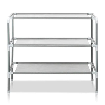 Simple Assembly 3 Tiers Non-woven Fabric Shoe Rack Gray