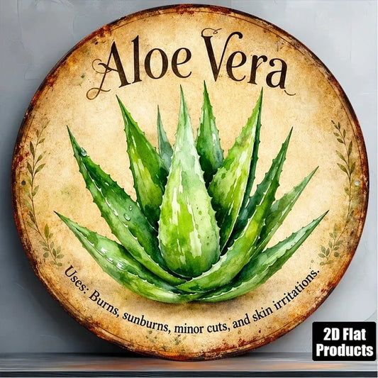 Vintage Aloe Vera Wall Sign 8x8in, Retro, Flat Decorative Plaque For Burns & Skin Irritation - view 2