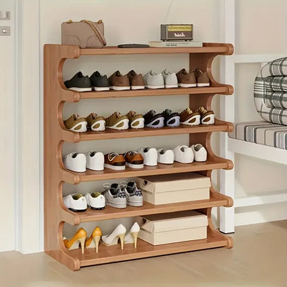 Layer Practical Storage Rack, Shoe Rack, Space-saving Design, Multi-layer Independent Storage Rack, Wood Grain Finish - view 8