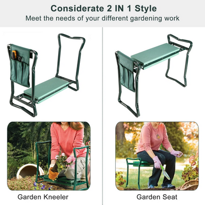 Foldable Garden Kneeler Seat With Kneeling Soft Cushion Pad Tools Pouch Portable Gardener - view 8