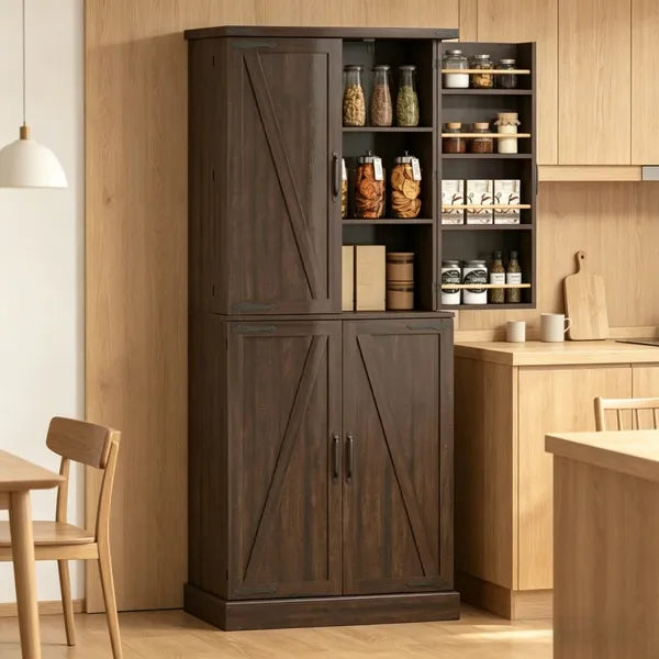 Rustic Barn Style Storage Cabinet With Adjustable Shelves 29.9 Inches X 15.7 Inches X 72 Inches For Kitchen - view 5