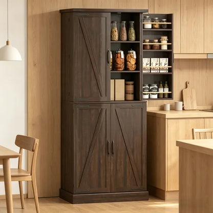 Rustic Barn Style Storage Cabinet With Adjustable Shelves 29.9 Inches X 15.7 Inches X 72 Inches For Kitchen - view 5