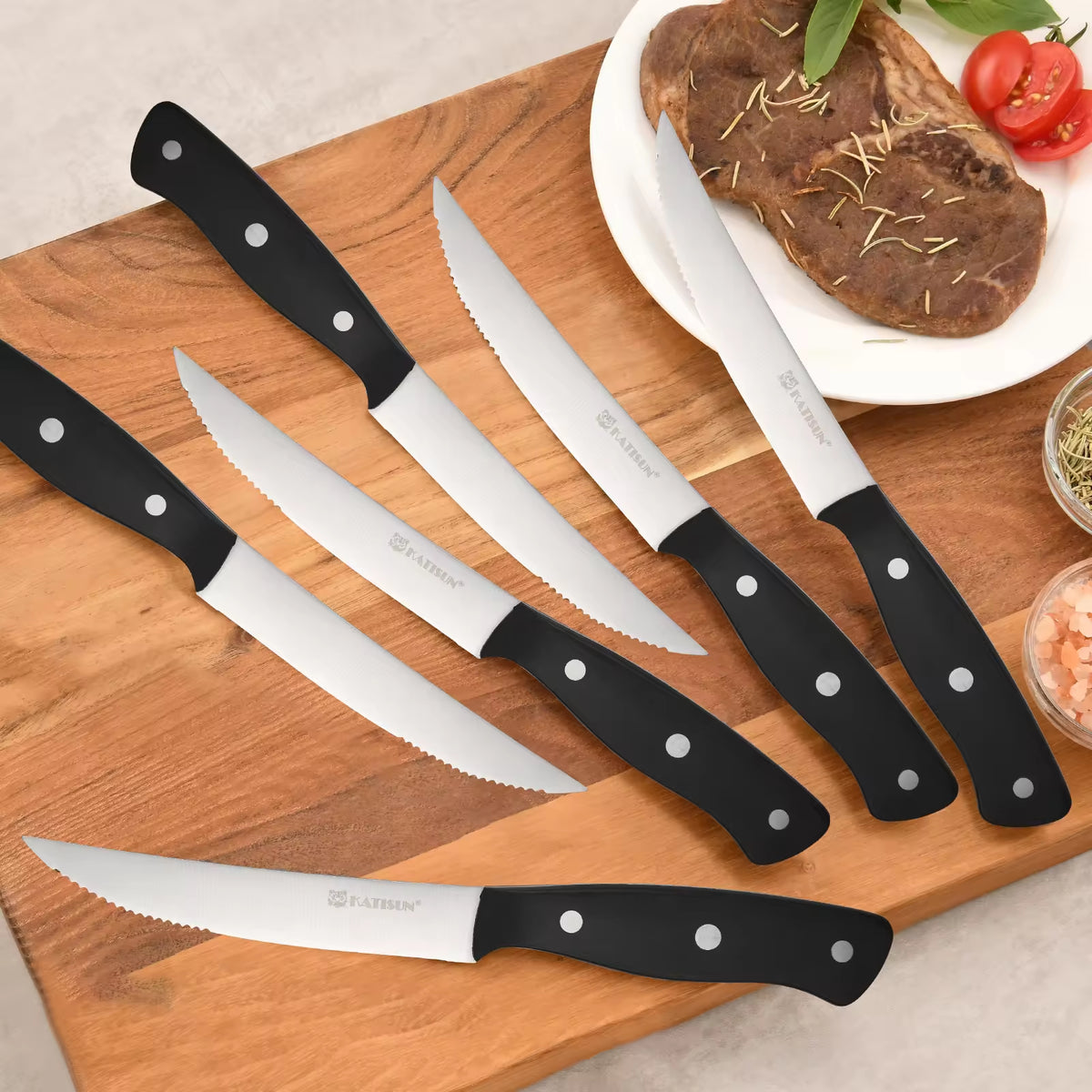 8-Piece 4.5-Inch Steak Knife Set, Carbon Steel Double Bevel, With Eco-Friendly POM Handles And Gift Box - view 6