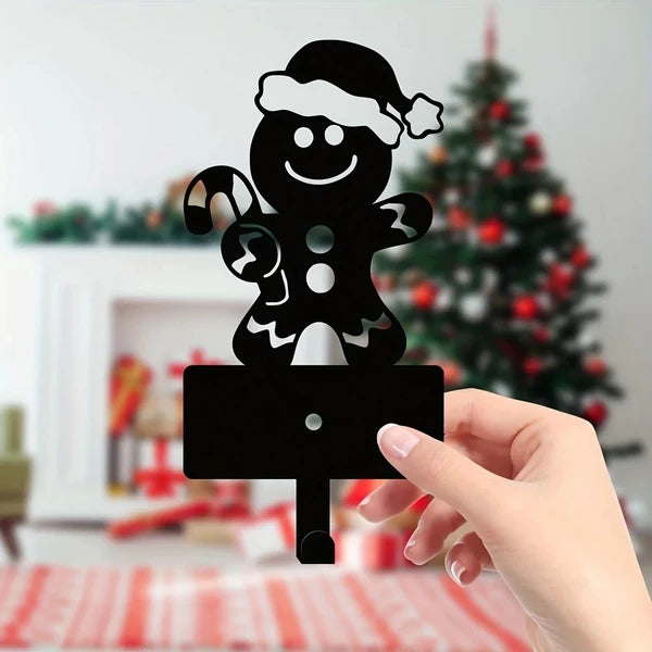 2 Pcs Gingerbread Man Metal Key Hooks Christmas Themed Wall Decor - view 6