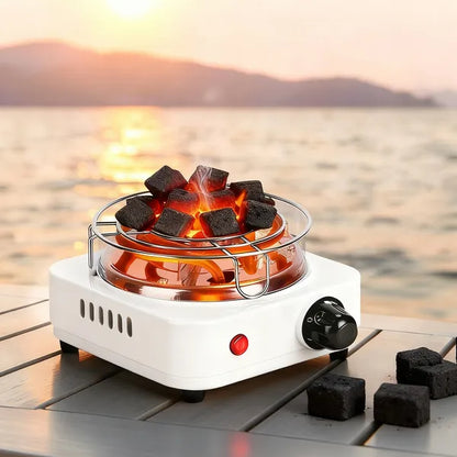 Electric Charcoal Burner 500W Hookah Charcoal Burner Compact Coal Burner For Hooka Cubes Shisha With Grill And Tongs - view 9