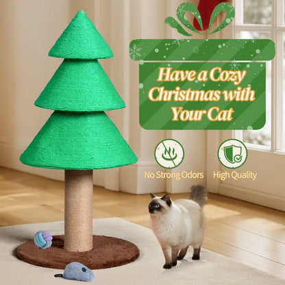 31.5in Christmas Tree Cat Scratcher, Cat Scratching Post For Indoor Cats - view 3