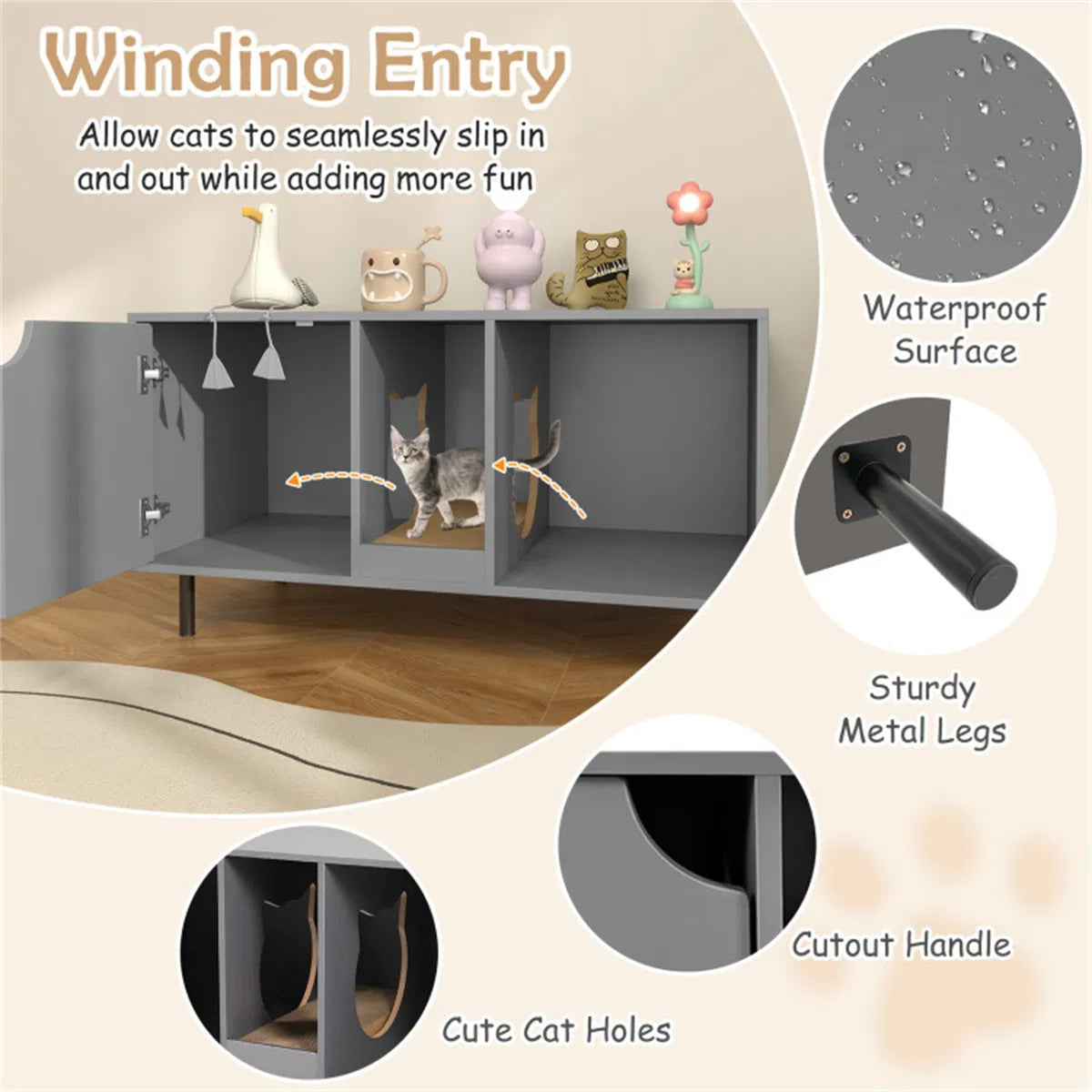 Gray Cat Litter Box Enclosure - view 8