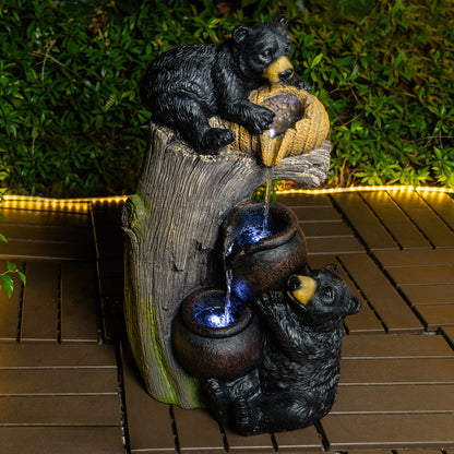 Bear Outdoor Water Fountain With LED Lights Cascading Fountains Outdoor For Patio Yard Balcony 23.62inch Garden - view 6