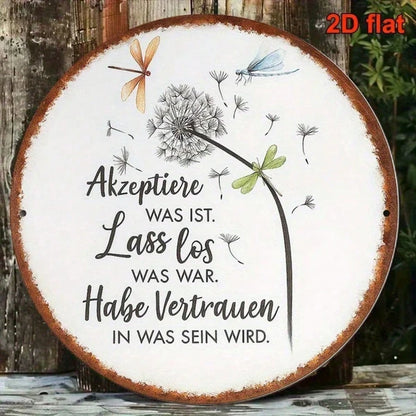 Vintage French Aluminum Sign 8x8 Inch Accept Reality Let Go Of The Past Motivational Wall Decor Nature Trust Plaque