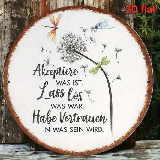Vintage French Aluminum Sign 8x8 Inch Accept Reality Let Go Of The Past Motivational Wall Decor Nature Trust Plaque