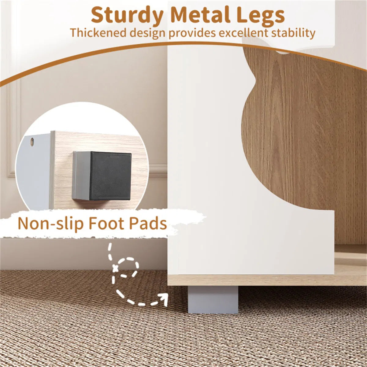 Multipurpose Wooden Cat House Nightstand, Sturdy Metal Base Anti-Slip Pet Furniture - view 5