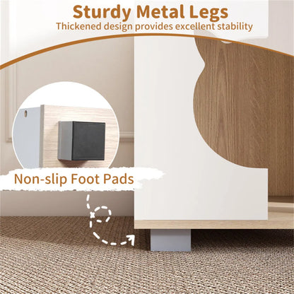 Multipurpose Wooden Cat House Nightstand, Sturdy Metal Base Anti-Slip Pet Furniture - view 5