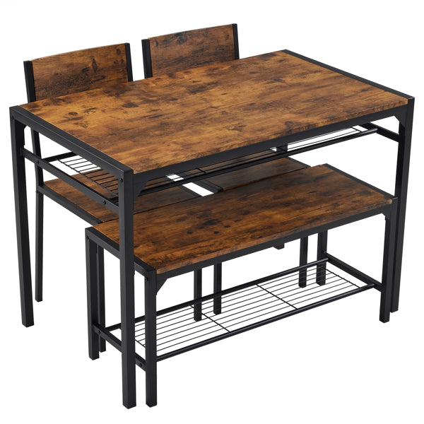 Dining Table Set For 4, Kitchen Table With 2 Chairs And A Bench, 4 Piece Kitchen Table Set For Small Space - view 5