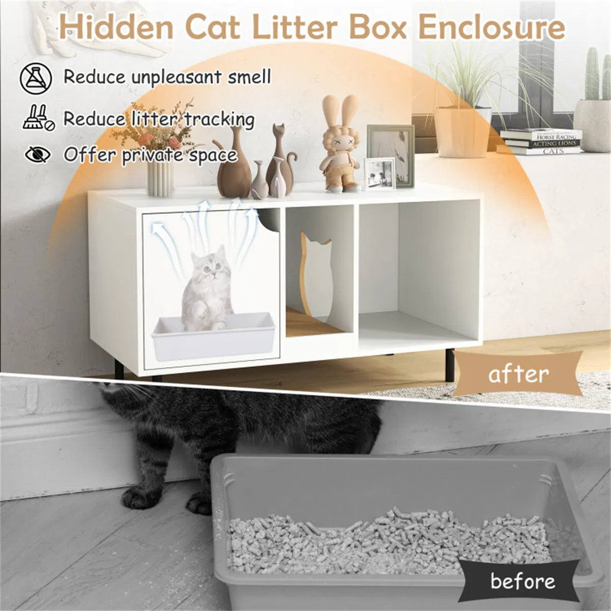 White Cat Litter Box Enclosure - view 5
