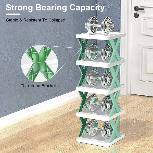 9Tier Narrow Entryway Shoe Rack Plastic Vertical Shoe Organizer Space Saving Free Standing Shoes Storage Shelf Closet - view 3
