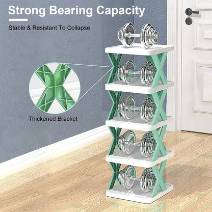 9Tier Narrow Entryway Shoe Rack Plastic Vertical Shoe Organizer Space Saving Free Standing Shoes Storage Shelf Closet - view 3