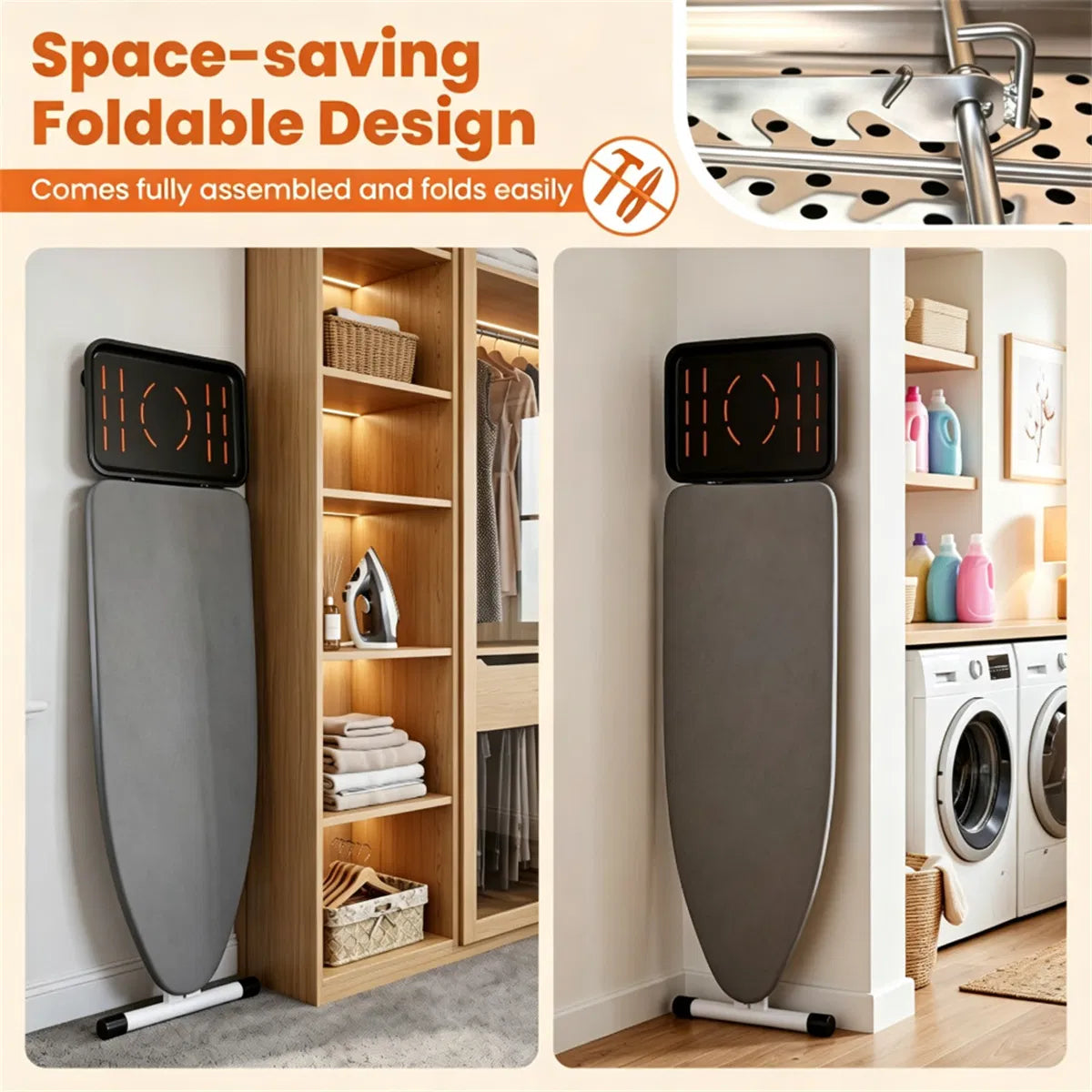 Adjustable Height Ironing Board, 7-Level Foldable Ironing Table with Perforated Metal Base - view 7