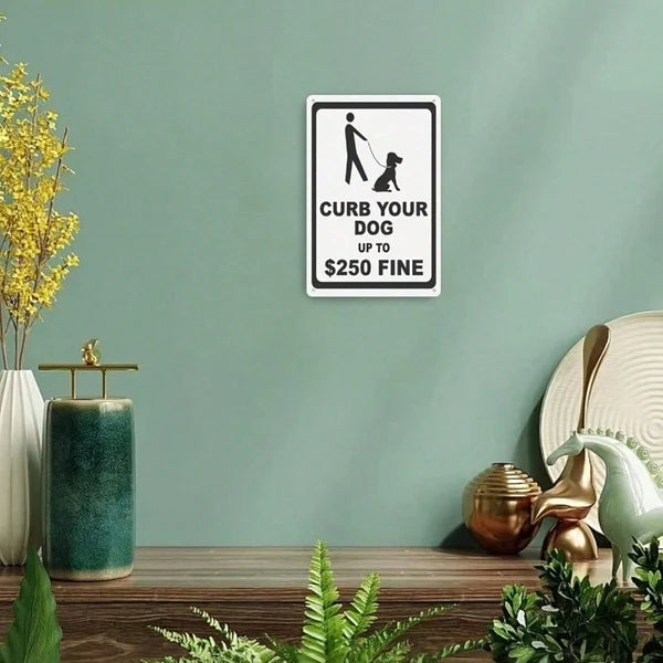 Curb Your Dog Metal Tin Sign, Regulations Caution Plaque, 8x12in Unframed Wall Decor, Wall Decor - view 5