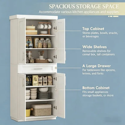 Storage Cabinet With Adjustable Shelves 30 Inches X 15.75 Inches X 72 Inches For Kitchen - view 5