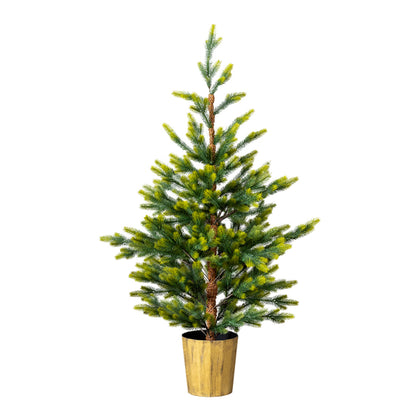 2 Pack 4 FT Dual Tone Artificial Christmas Tree With Pot Stand, Potted Xmas Pine Tree With 119 Branch Tips For Holiday