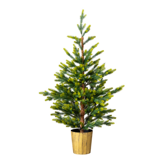 2 Pack 4 FT Dual Tone Artificial Christmas Tree With Pot Stand, Potted Xmas Pine Tree With 119 Branch Tips For Holiday