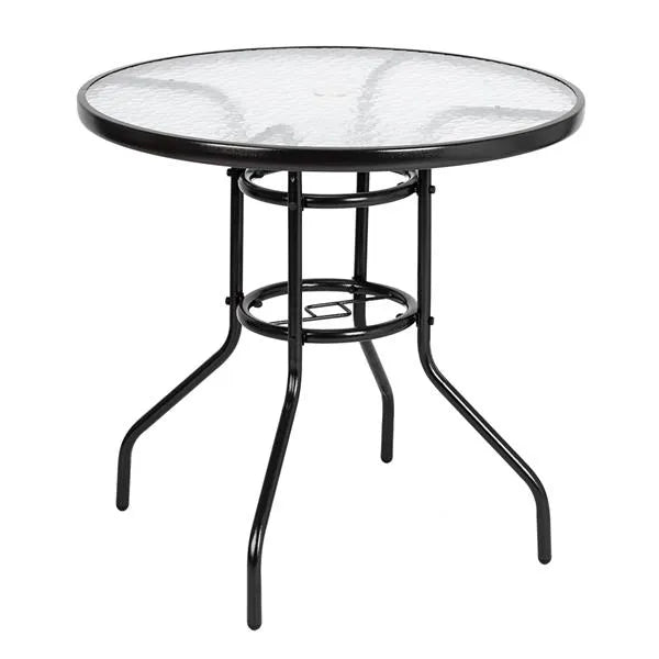 Outdoor Dining Table Round Toughened Glass Table Yard Garden Glass Table() - view 2
