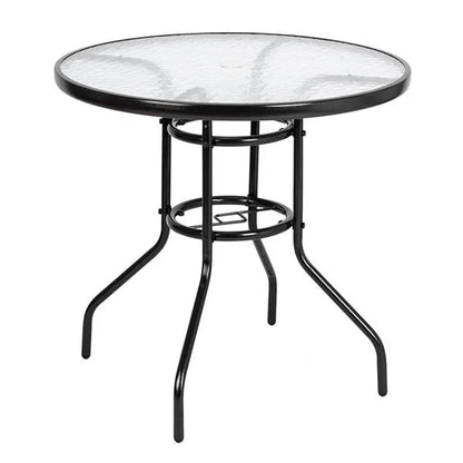 Outdoor Dining Table Round Toughened Glass Table Yard Garden Glass Table() - view 2
