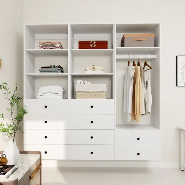 Livelylodge Modular Wardrobe Closet - Freestanding White Closet With Spacious Storage Shelves And Hanging Rods 70.86" W