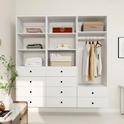 Livelylodge Modular Wardrobe Closet - Freestanding White Closet With Spacious Storage Shelves And Hanging Rods 70.86" W