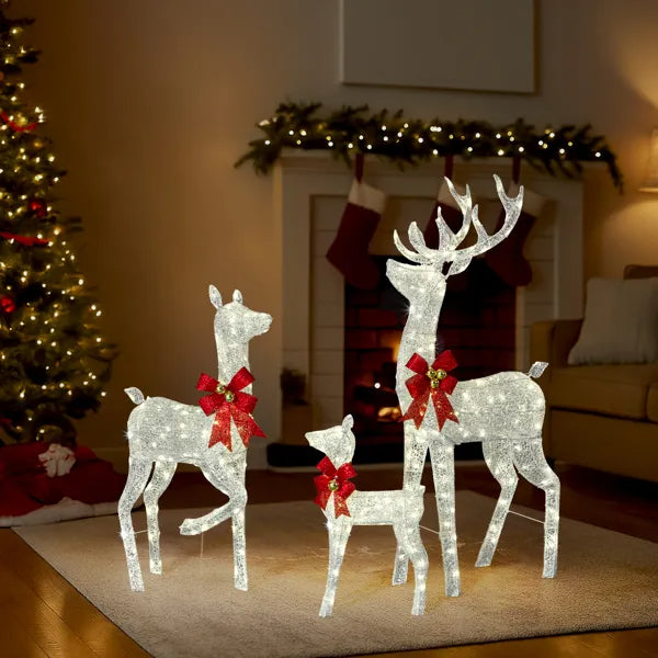 3-Piece Lighted Christmas Reindeer Family Set Outdoor Decorations, Weather Proof Sparkling Deer Family Set Of - view 9