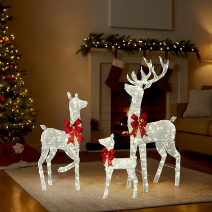 3-Piece Lighted Christmas Reindeer Family Set Outdoor Decorations, Weather Proof Sparkling Deer Family Set Of - view 9