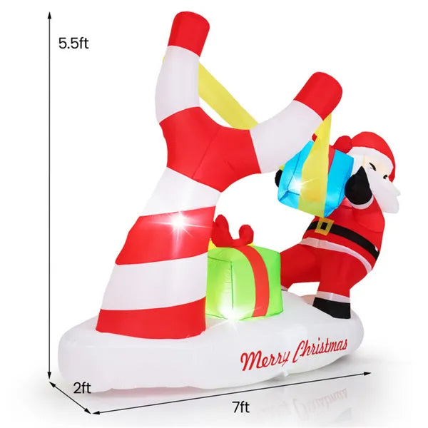 7ft Inflatable Santa Claus Decoration - 5 Built-in LED Lights 210T Polyester Quick Inflation Outdoor Xmas Decor - view 2