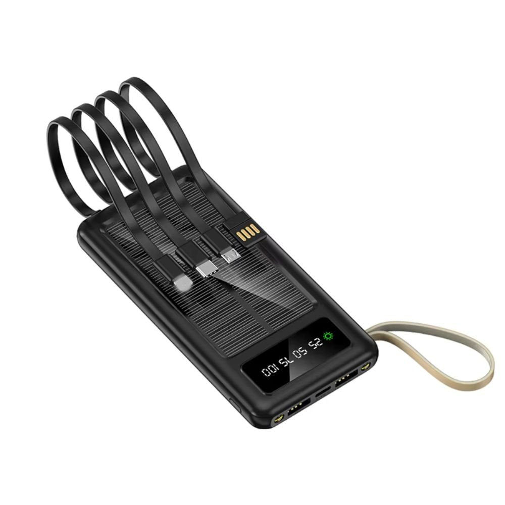 Power bank solar con cables integrados