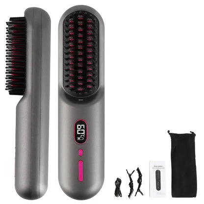 Cordless Negative Ion Hair Straightener Brush Rechargeable Mini Styling Comb With 12 Heating Levels Anti-scald 30S - view 5