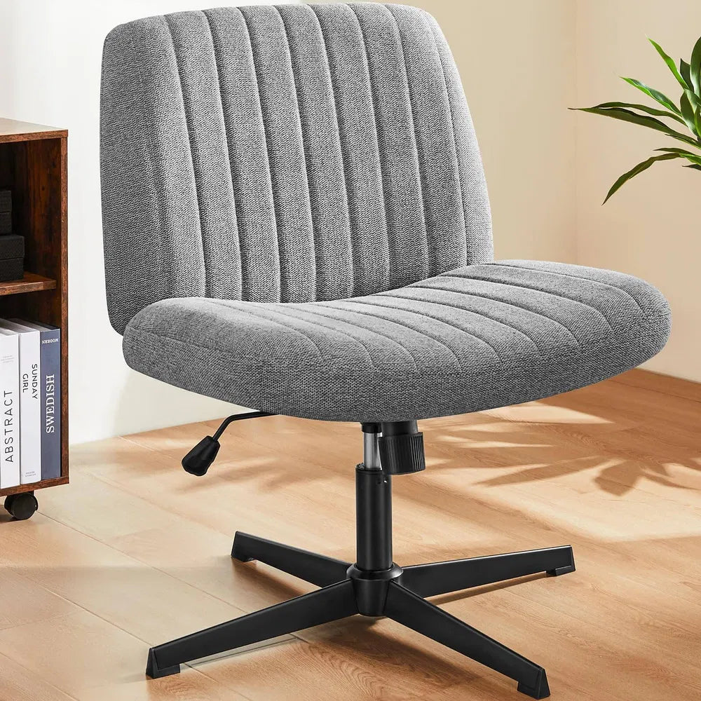 Cross Legged Office Living Room Rocking Gaming Chair Armless Wide Desk Adjustable Swivel Fabric Task Vanity Home Office - view 10