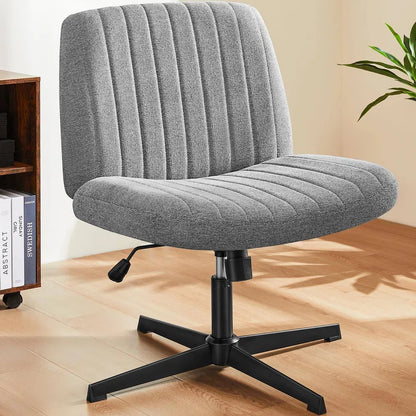 Cross Legged Office Living Room Rocking Gaming Chair Armless Wide Desk Adjustable Swivel Fabric Task Vanity Home Office - view 10