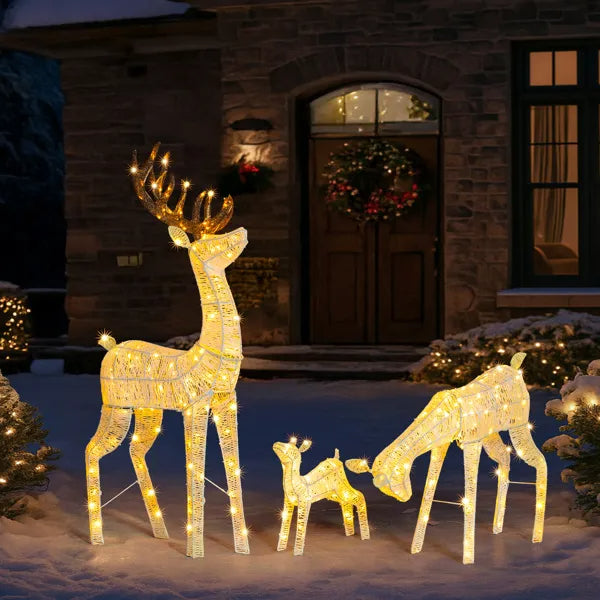 3-Piece Lighted Christmas Reindeer Family Set Outdoor Decorations, Weather Proof Deer Family Set Of 3 Christmas - view 4