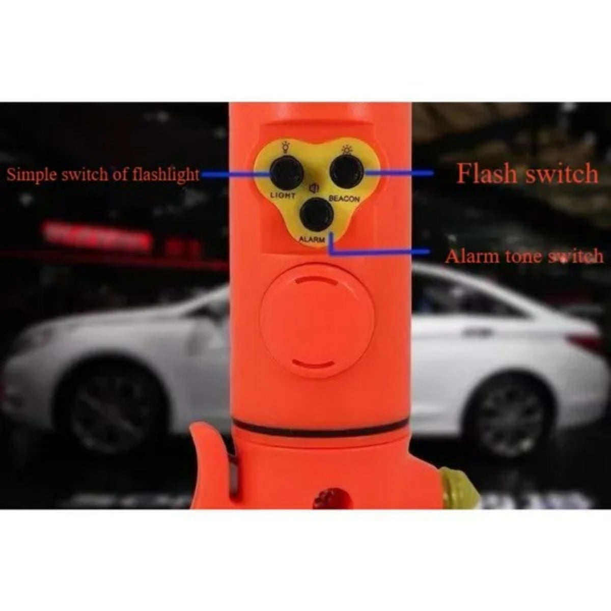 Red Multi-functional Car Safety Hammer With Flashlight - view 2