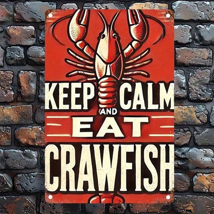 1pc Keep Calm Eat Crab Iron Wall Art 8x12 Inch, Funny Vintage Metal Plaque Sign