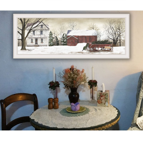 Christmas Trees For Sale By Billy Jacobs, Ready To Hang Framed Print, White Frame