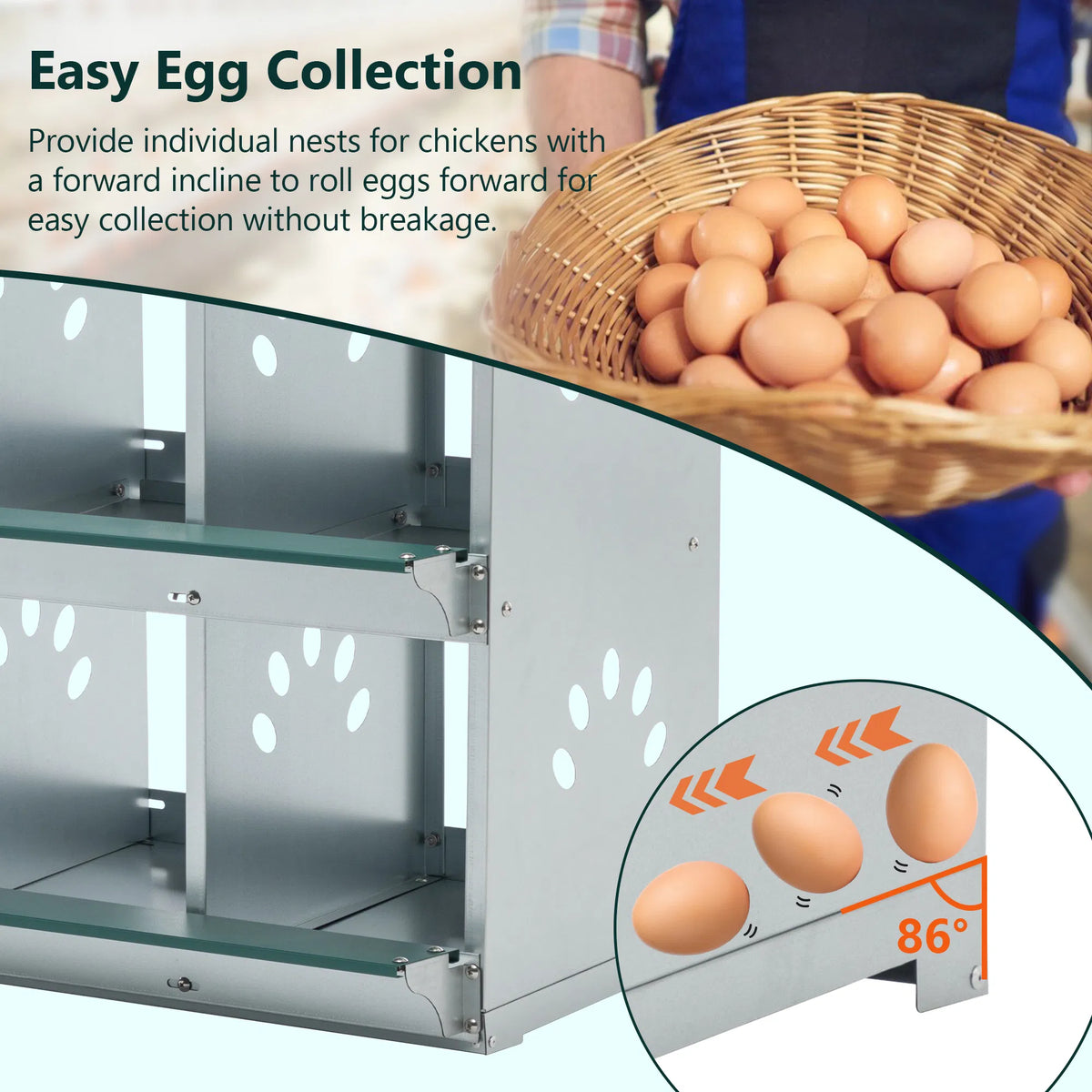 6 Room Metal Chicken Nesting Boxes 6 Compartment Egg Coop - view 3