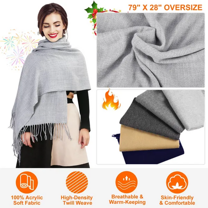 Mens Womens Oversize Cashmere Wool Shawl Wraps Blanket Winter - view 2