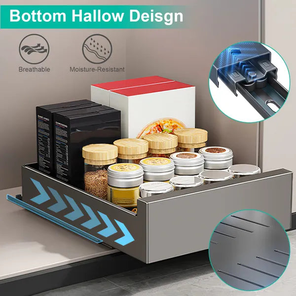 Pull Out Cabinet Organizer Carbon Steel Slide Out Drawer Storage Smooth Quiet Slide Rails For Kitchen Bathroom Living - view 3