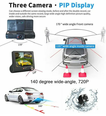 1080P 4 Dual Lens HD Car DVR Rearview Video Dash Cam Recorder Camera G Sensor - view 4