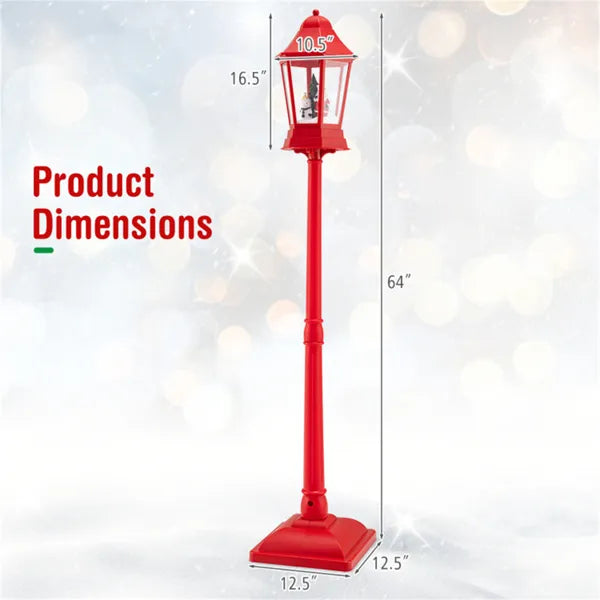 64" Christmas Streetlamp Decor: Santa/Snowman/Tree Scene, 60 Warm White LEDs, 8 Tunes, 2 Modes (Stand/Tabletop), Red - view 2