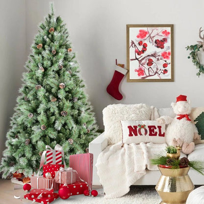 Artificial 6ft Green Christmas Tree With 988PVC Hard Needle Mixed Branch Tips, 300L Warm White Led, Pine Cone - view 3