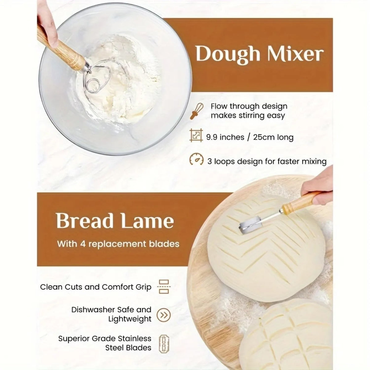 Bread Proofing Basket Set, 9.06 Inch Round 9.84 Inch Oval Proofing Bowls - view 2
