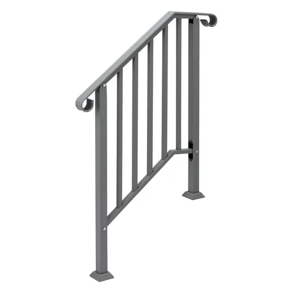 Silver Outdoor 2-Step Iron Handrail - view 4