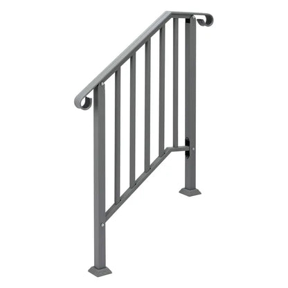 Silver Outdoor 2-Step Iron Handrail - view 4