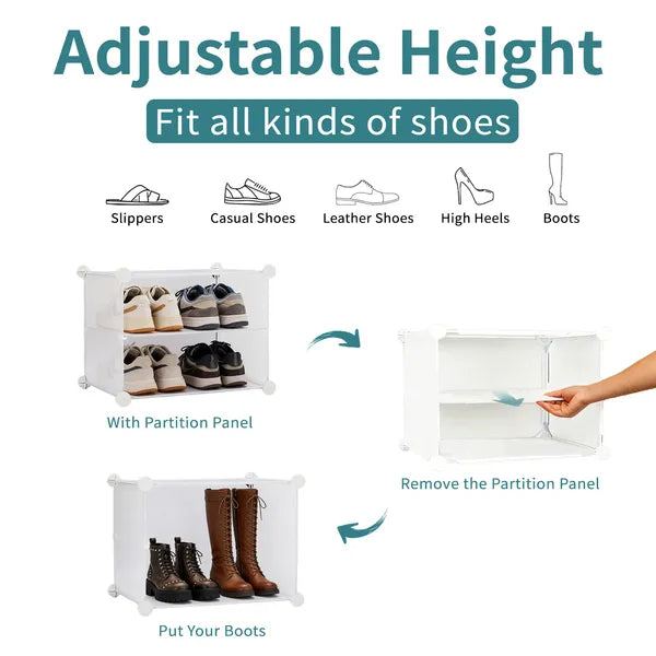 Shoe Rack Storage Cabinet, 8-layer Shoe Storage Cabinet With Door, Stackable And Detachable Shoe Storage Cabinet - view 3